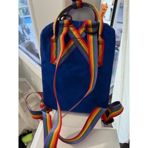 Fjallraven Kanken Mini Backpack Tote Cobalt Blue Rainbow 23621 Adjustable Straps - Picture 4 of 12